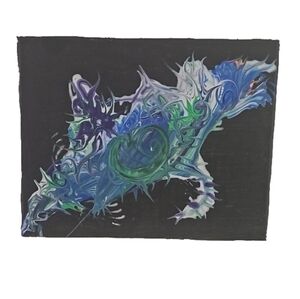 Hand Crafted fuid art abstract painting Dutch Pour artwork upcycled wall decor